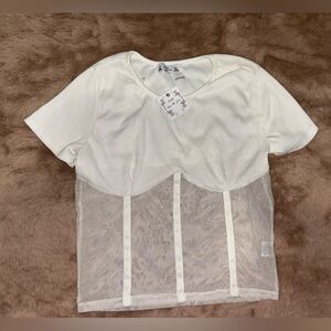 Chic White Short Sleeve Women's Top